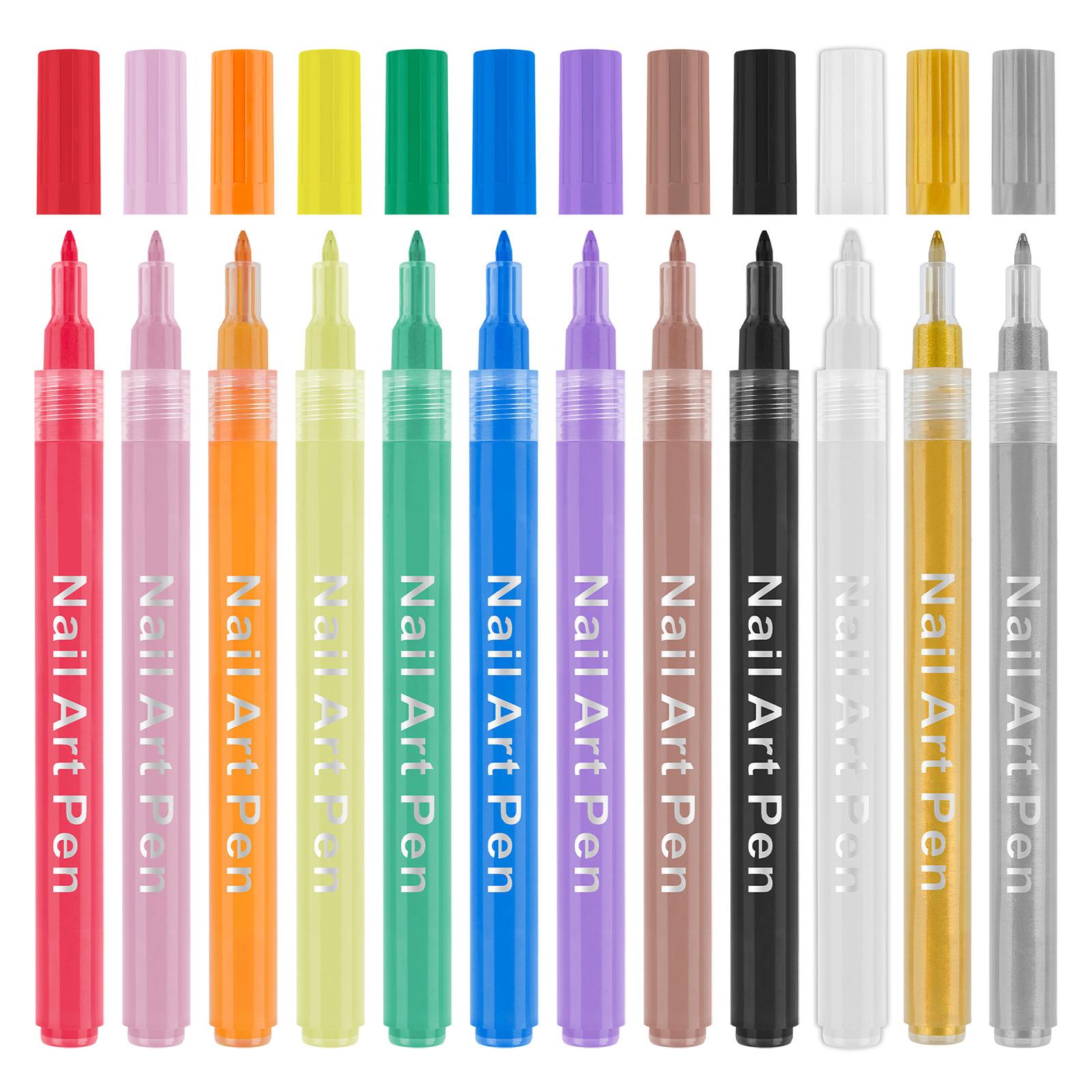 

Drawing Pen, Nail Painting Pen, DIY , Quick-drying, Colored Pen For Drawing Flowers And Outlining (12 Colors30ml) One Size