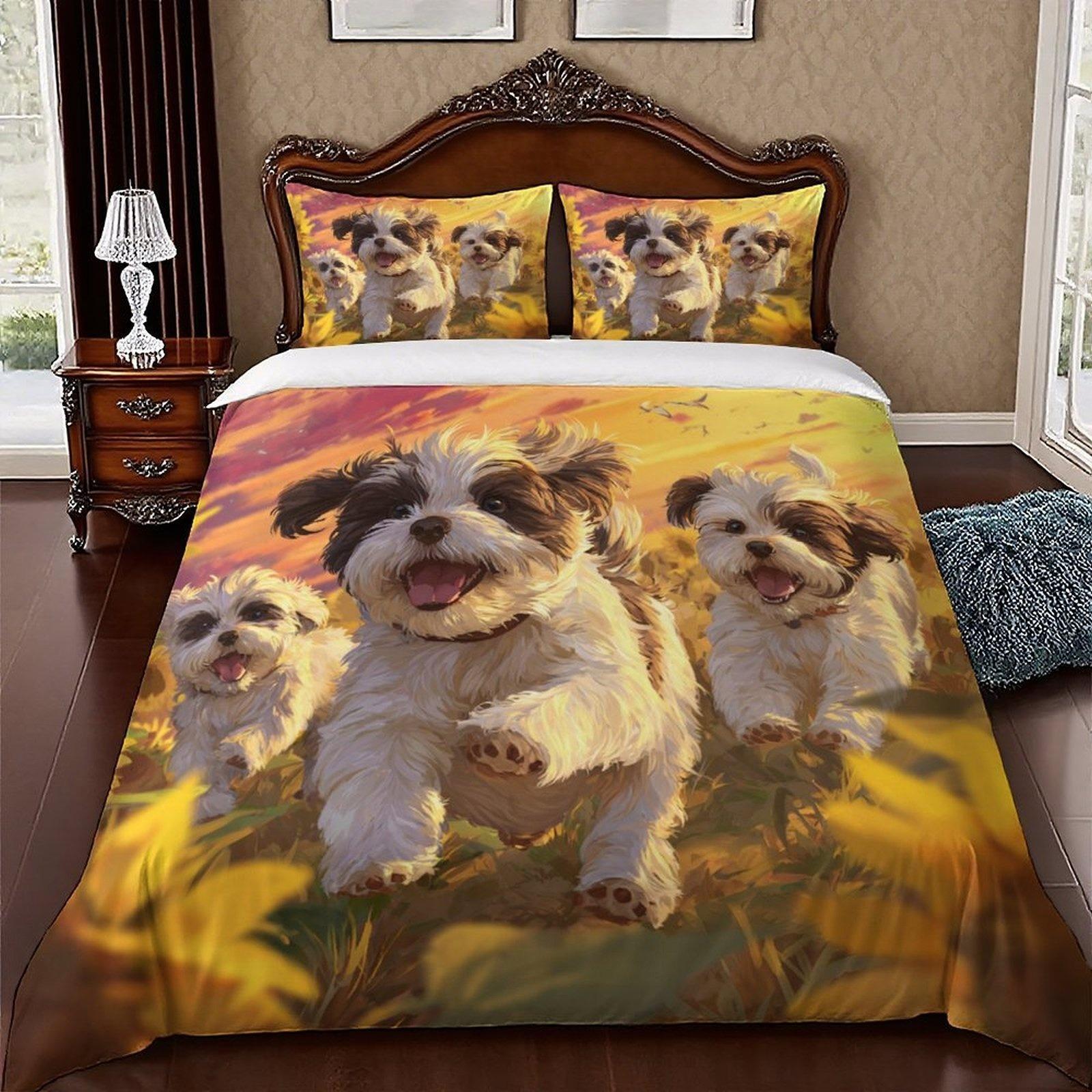 

Oil Painting of Puppies Bedding Set Soft Duvet Cover Set Quilt Cover With Pillowcase For Bedroom Decor Birthday Gift For Kids EU Single135x200cm