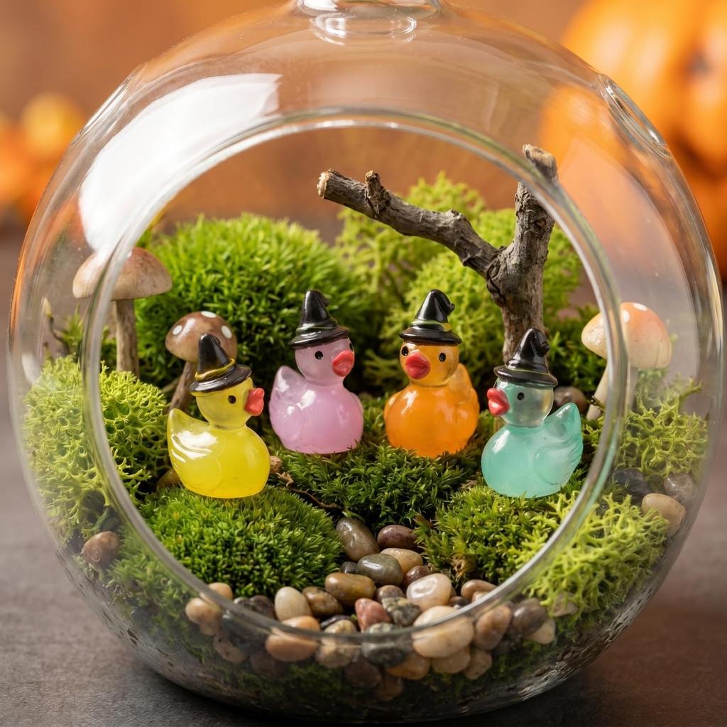 KESYOO 20pcs Halloween Decorations Miniature Glow-in-the-Dark Ducks Halloween Ornaments Witch Resin Duck Mini Figures Terrarium Dollhouse Succulents