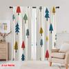 Set Of 2 Plane Printing Popular Curtains Christmas Trees Festive Holiday Versatile Fabric Without Rod Decorations Inside Curtain Polyester