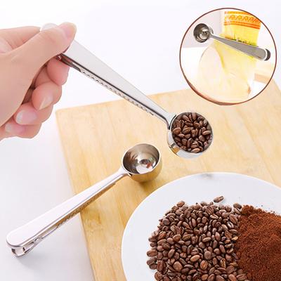 Kaffeelöffel mit Klammer Edelstahl Kaffeemesslöffel mit Verschlussklammer Milchpulverlöffel Teelöffel Eislöffel