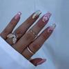 Artificial Nails Autumn and Winter Flash Pink Tender Girl Wear Nail Love Impact Nude Pink Hot Girl Ins Style False Nails
