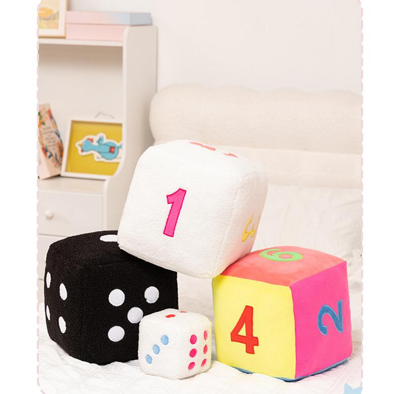 Creative Dice Plush Pillow, Square Number Dot Dice Stuffed Toy, Sofa Decor Cushion Game Prop Universal Multi-Color
