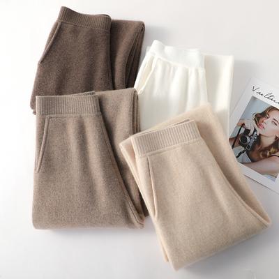 Cashmere Sweatpants Women Autumn Winter 2023 Fashion High Waist Wool Wide Leg Pants Casual Straight Loose Pants
