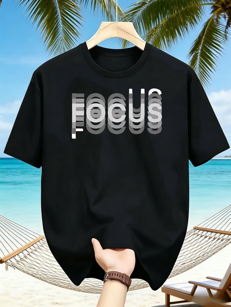1pc Men'S Graphic T-Shirt Focus Optical Illusion Print Short Sleeve Crew Neck