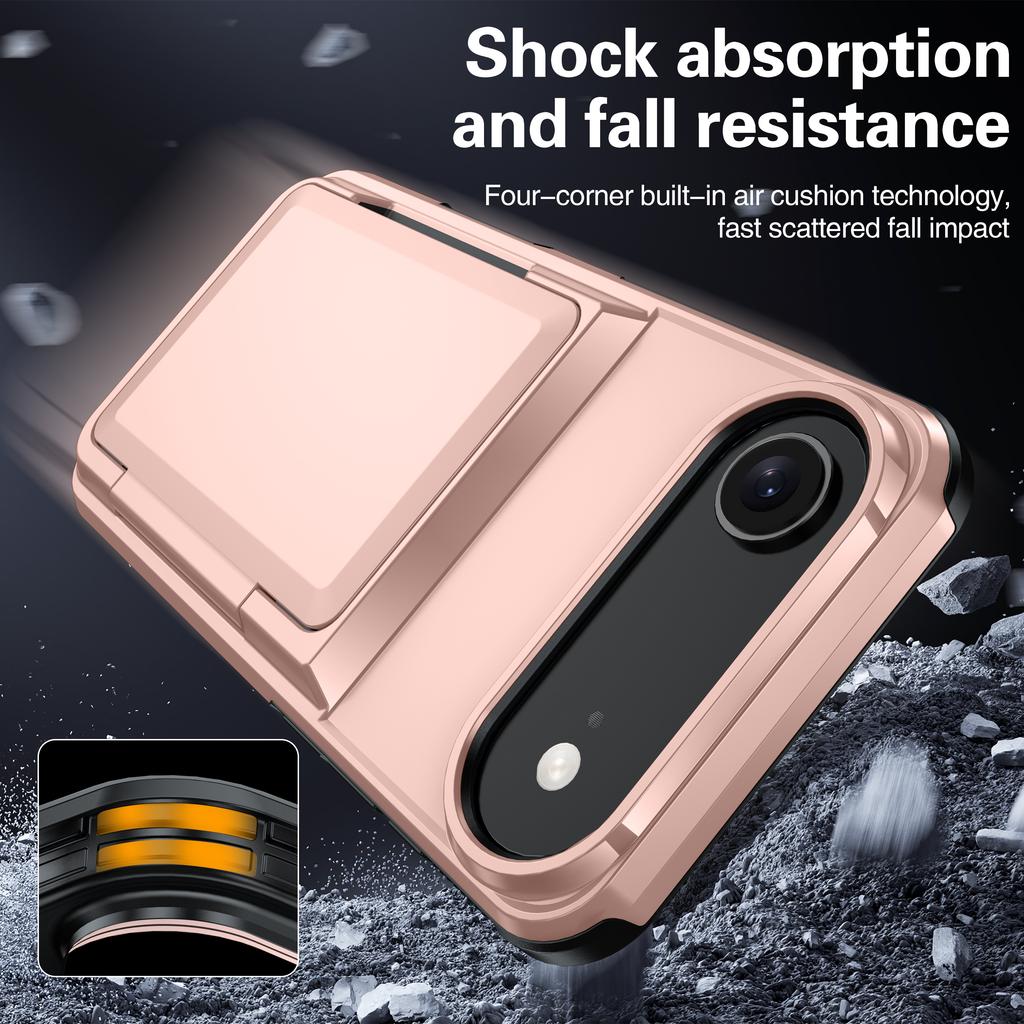 Solid Color Card Holder Phone Case For iPhone 17 Pro Max 16 Plus 15 14 13 12 11 Combination of hard and soft Shockproof Cover