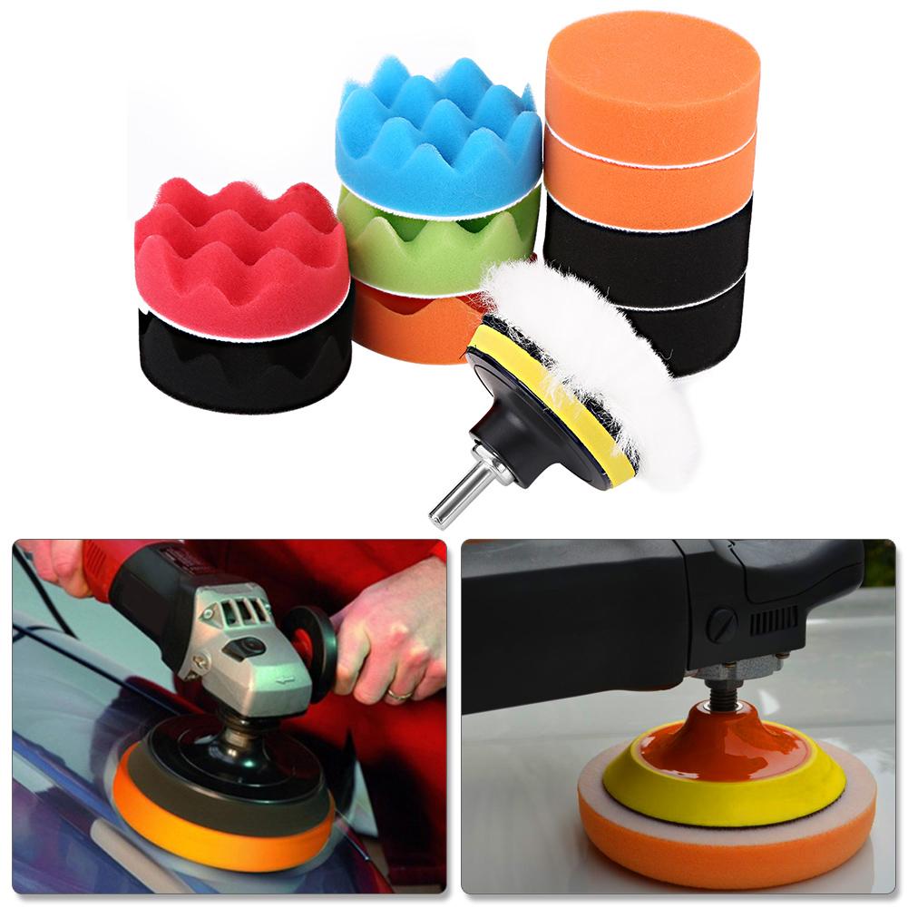 12Pcs 3 Inch Sponge Buffing Polishing Pad Kit for Car Polisher with Drill Adapter