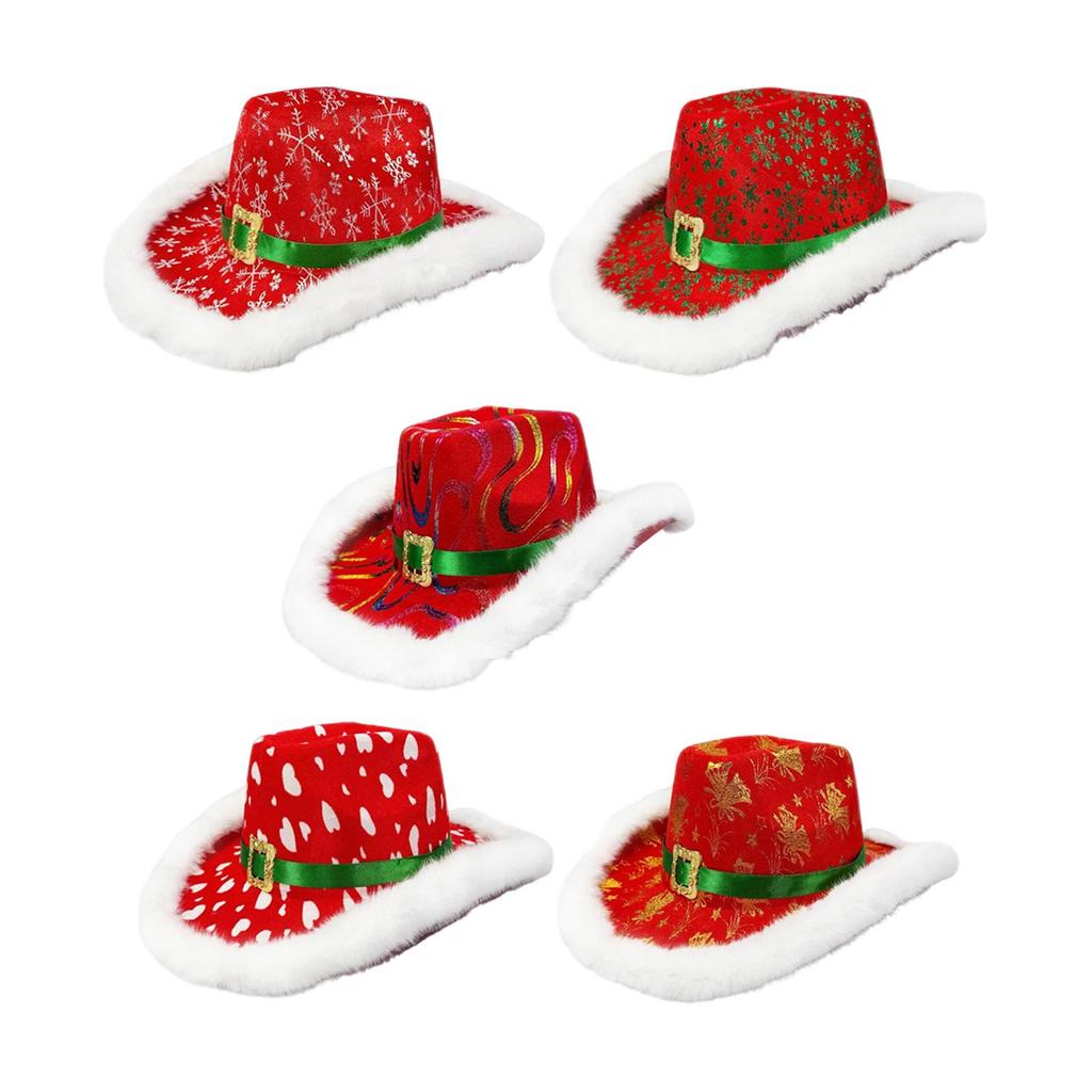 Christmas Cowboy Hat Funny Decorative Unisex Holiday Cap for Stage Performance