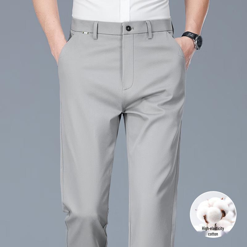 ROMON Men's Spring/Summer Straight-Fit Casual Pants