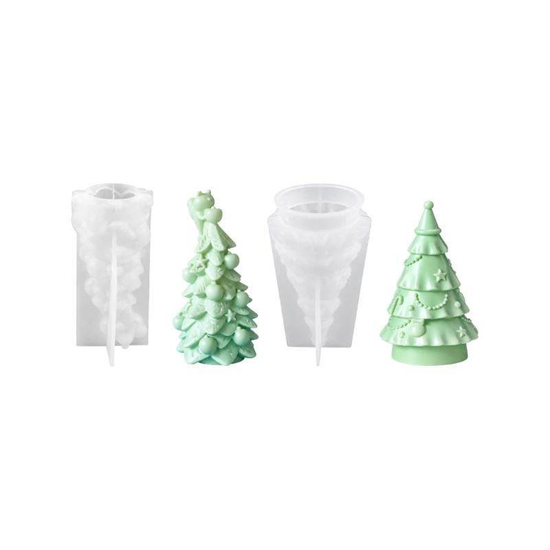 3D Christmas Tree Candle Molds In Flexible Silicone for Pouring, Releasing, and Reusing In Seasonal Waxes Craft Projects