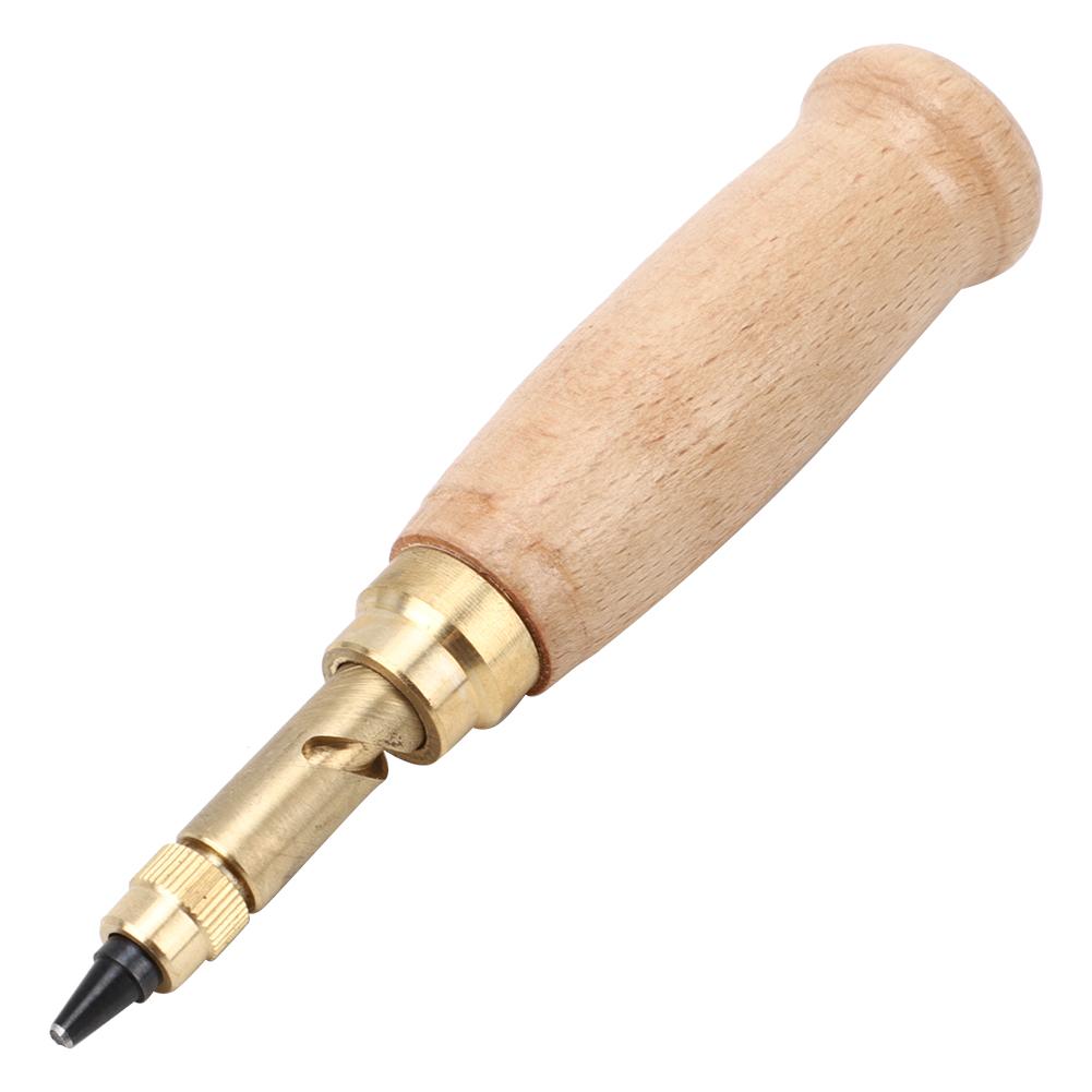 6Pcs Automatic Leather Hole Punch Wood Handle Replaceable Craft Rotating Punching Tool