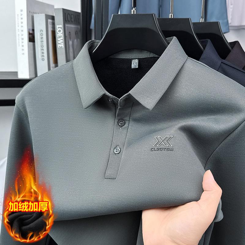 Winter Men s Polo Shirt Breathable Lapel Collar Long Sleeve Top t M