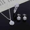 Women Jewelry Set Cubic Zirconia Crystal Silver Necklace Ring Earrings 3Pcs Elegant Gift