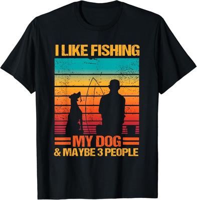 Ich mag Angeln meinen Hund und vielleicht 3 Leute lustiges Sarkasmus Geschenk Unisex T-Shirt