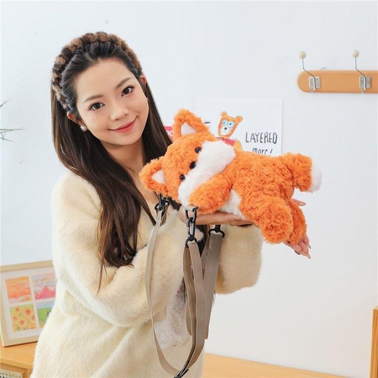 Plush Fox Children Backpack Outdoor Leisure Storage Bag Cartoon Doll Cute