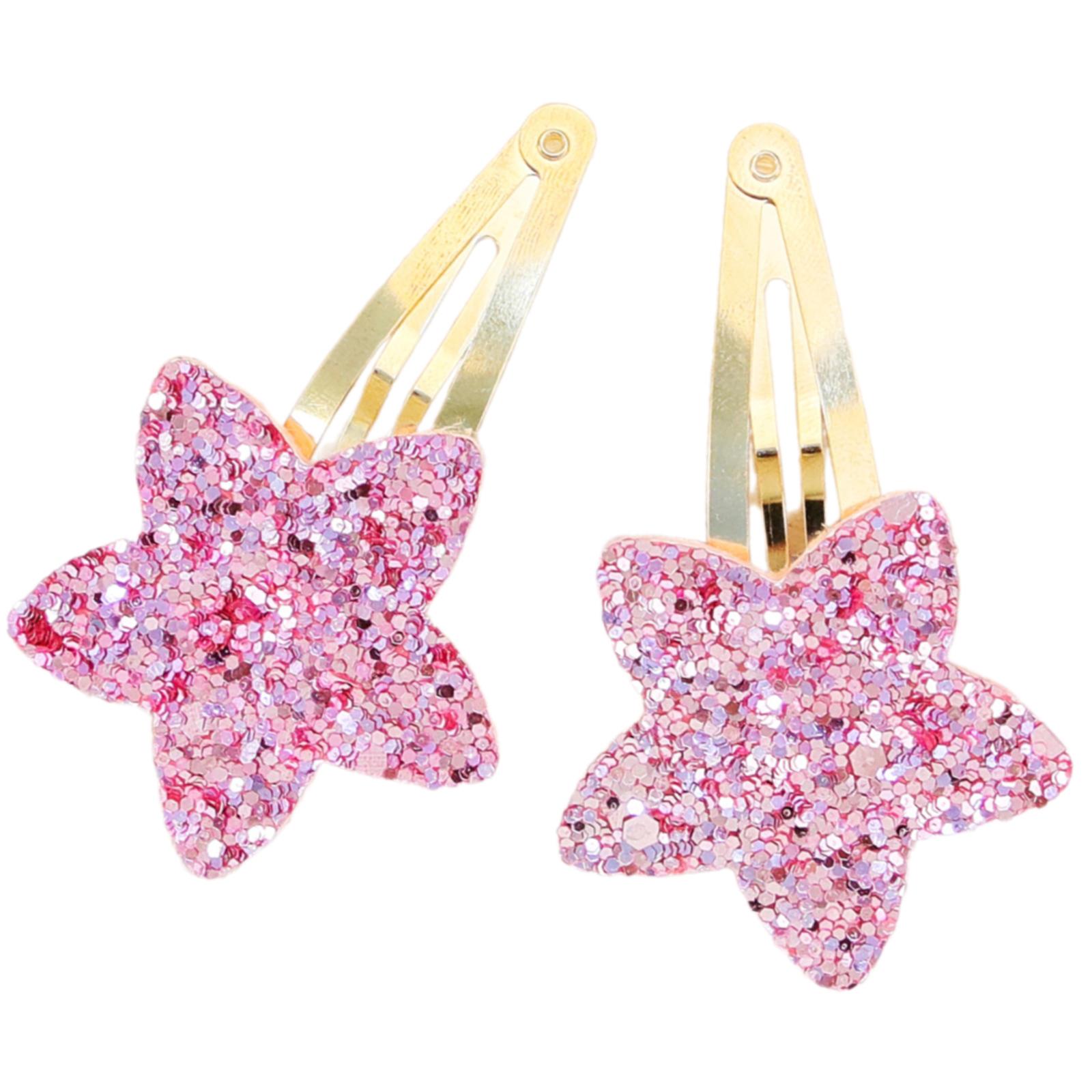 

2PCS Glittering 2000s Hairclip Fivepointed Star Hairpin Snap Side Clip Barrette Pet Hair Pin All Age Hair Styling Tool разноцветный