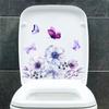Adesivi per WC Fiori Viola e Farfalla, Decalcomanie Impermeabili Rimovibili per Decorazione Parete Bagno, Autoadesivi