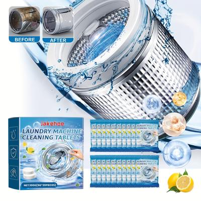 20pcs Tabletes de limpeza para máquina de lavar roupa Limpador de máquina de lavar Pó multiuso poderoso para limpeza profunda e remoção de odores
