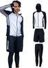 NARANNBU Long Sleeve Rash Guard Set and and Swim UV Plus Sizes White Men's Swimsuit, 3-Piece (Top Bottoms), Hoodie, Leggings, Trunks, Cooling,