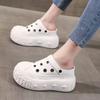 Fashion 9CM Synthetic Microfiber Leather Chunky Sneakers Slippers Platform Wedge Sandals Slipper Flats Summer Women Hollow Sneaker Shoes