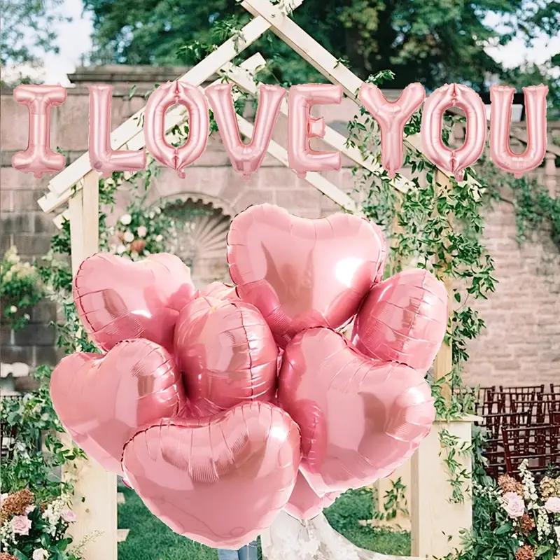 16in Foil Balloons Set: Birthday Anniversary I Love You Marry Me Party Decorations Aluminum Film Background Supplies