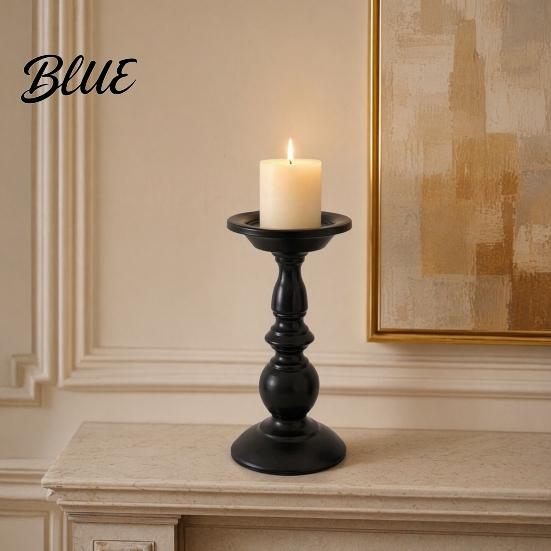 Decorative Candle Holder Vintage Holder Black Matte Pillar Holders
