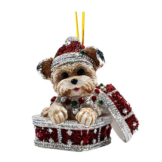 Christmas Ornament 2D Flat Acrylic Santa Claus/Snowman/Puppy Christmas Tree Hanging Ornaments for Holiday Tree Window Wall Decor