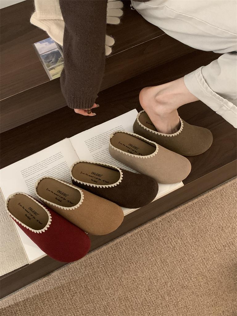 Retro non-slip thick-soled heightened half-drag Birkenstocks women's 2025 new autumn versatile soft-soled outer bag head slippers