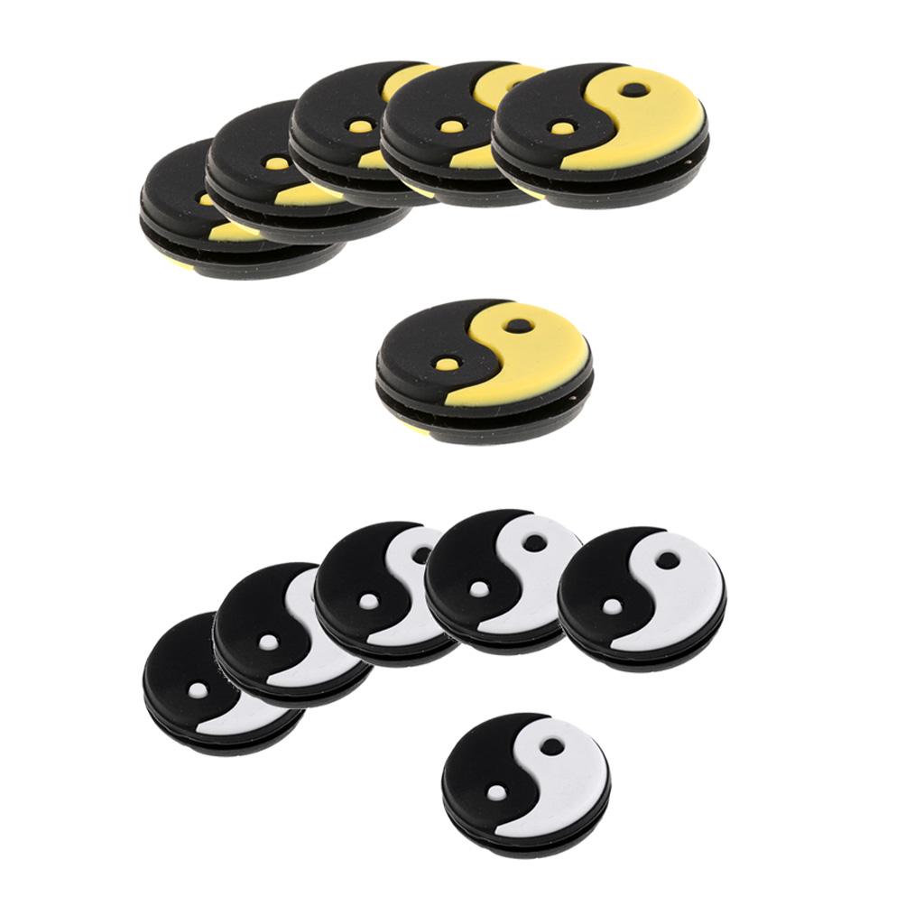 6Pcs/Set Yin Yang Pattern Tennis Racquet Vibration Dampeners Soft Lightweight Firm Silicone Material Gift for All Tennis Players