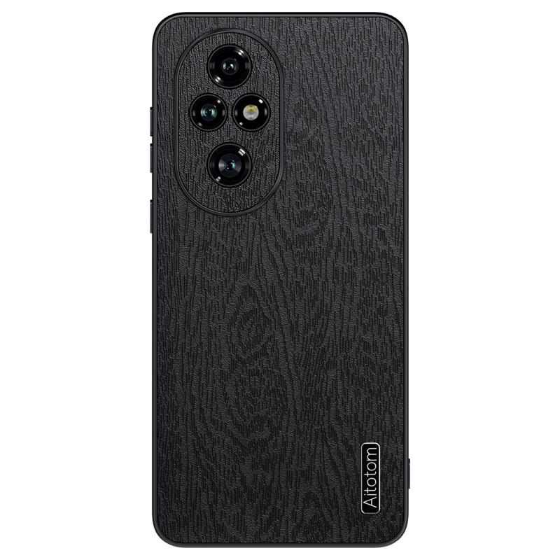 

For Honor 200 5G Case Wood Grain PU Leather Back Phone Cover Black