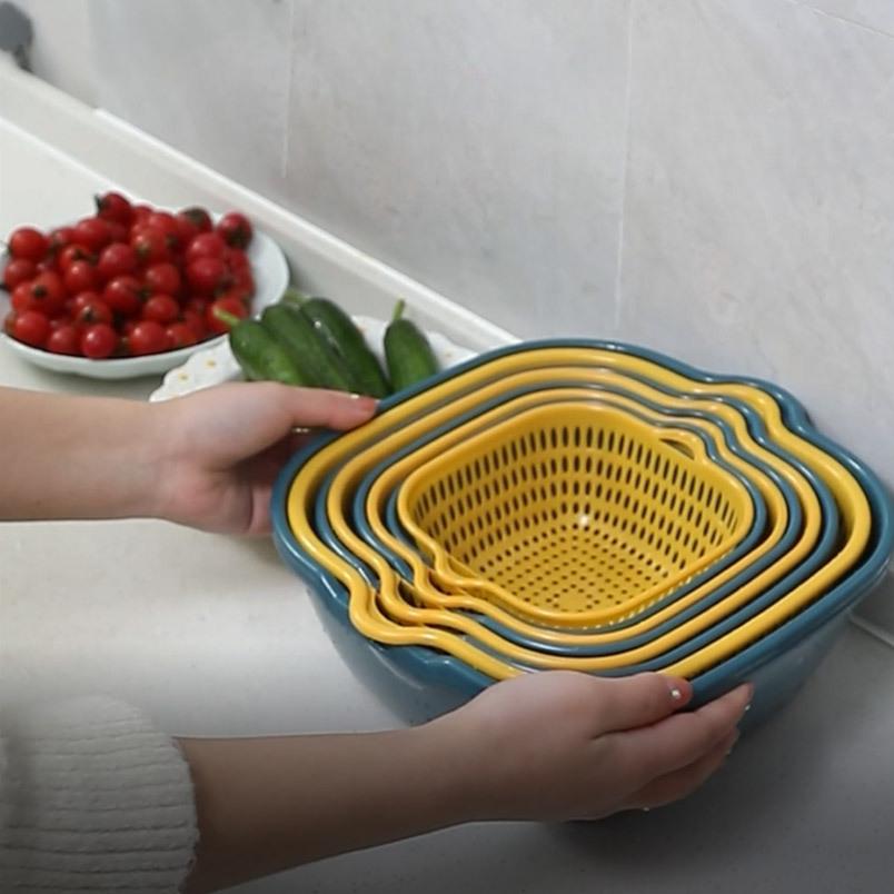 Kitchen Plastic Drainage Basket, Washing Basket Storage, Filter Screen, Drain, Vegetable and Fruit Cleaning Tools,storage Basket