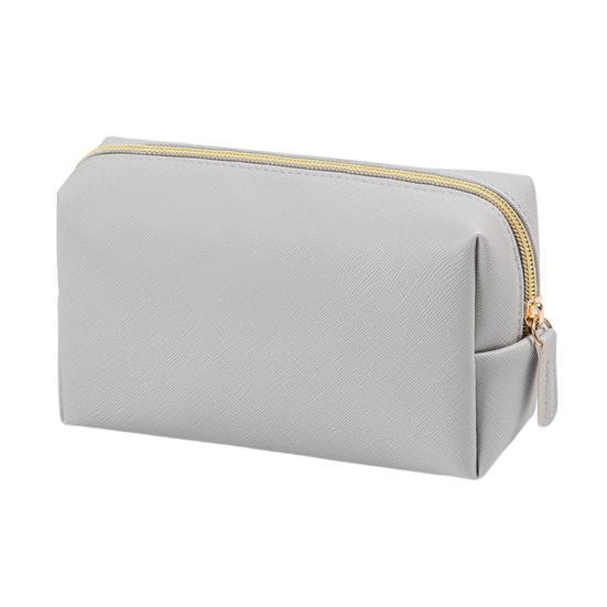 

Портативная косметичка из искусственной кожи, водонепроницаемая однотонная косметичка, органайзер для туалетных принадлежностей для ежедневного использования, путешествий, деловых поездок серый