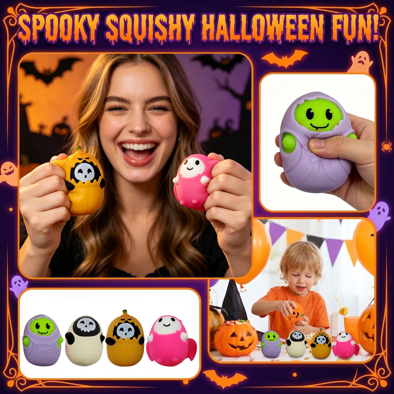 

Halloween Toy Set Ghost Pumpkin Stress Relief Soft Squeeze Novelty Figures for Office Home Classroom Decor One Size
