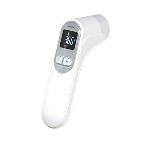 HuBDIC Non-Contact Thermometer, Infrared, Fast, 1-Second Temperature Measurement, 100 Records, Auto-Off, One-Touch Operation, Easy to Use, Multi-Funct