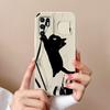 For Oppo Reno6 7 8 10 Pro Lite 6z 7z 8z Phone Cover Fashion Oil Painting Black Cat Patterns Soft Casing Screen Protector Anti Slip Shell For Oppo Case