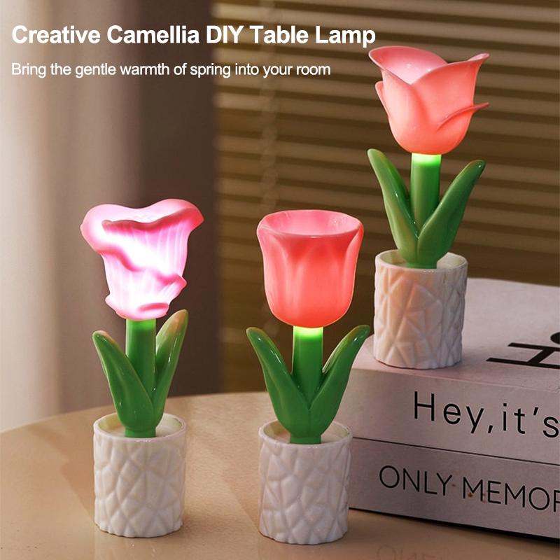 Tulip Nightlight Bedside Lamp Desk Accessories Bedside Atmosphere Light Home Decoration Photo Props Birthday Decoration