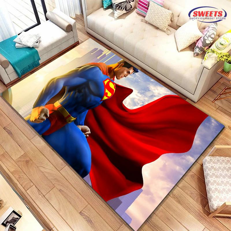 NO.1 Tappeto Classico DC Superman per Soggiorno Camera da Letto Tappetino da Letto, Tappeto Comodo Antiscivolo, Stile Moderno Semplice, Tappeto Durevole Lavabile