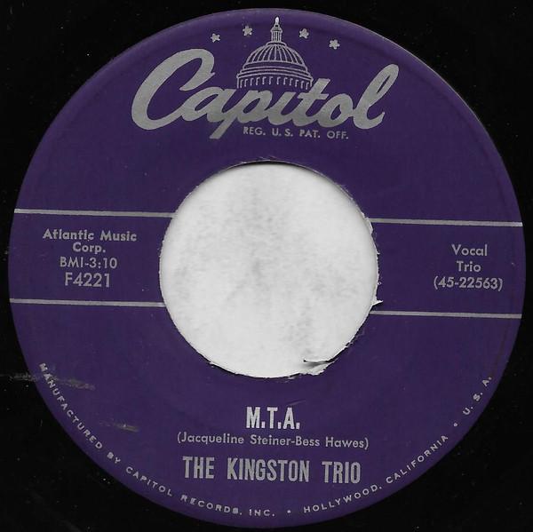 

7inch Record KINGSTON TRIO M.T.A. All My Sorrows F4221 Capitol Records 1959 US Pop Used