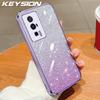 KEYSION Luxury Plating Glitter Phone Case for Xiaomi POCO F5 Transparent Soft TPU Shockproof Back Cover for POCO F5 Pro