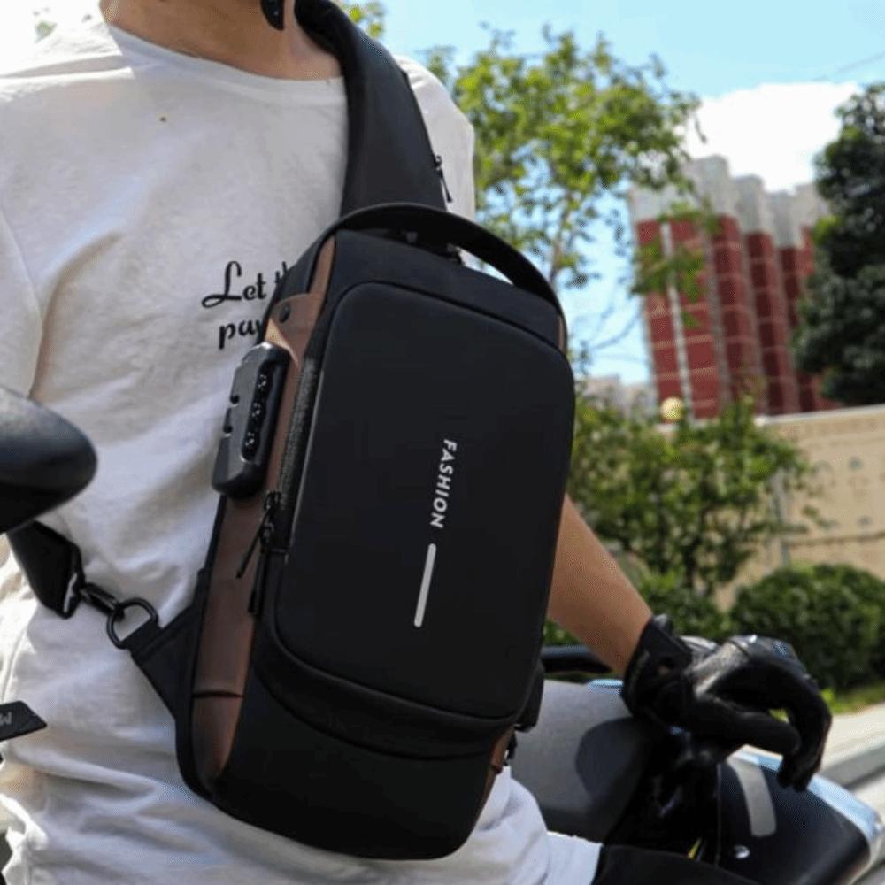 Password Lock Male Multifuctional Shoulder Bag Water Proof Sport Crossbody Bag  Motorcycle Use
