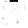 Y2K Millennium Euro American Eye Glasses Frameless Five-star All-in-one Pilot Sunglasses Women New Spice Sun Visor Sunglasses For Women men