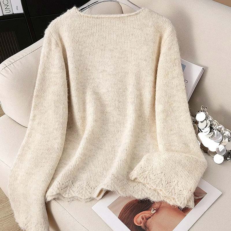 Sweater for Women Autumn Winter Thickened Pullover Warm Knitted Stretchy Long Sleeve Oversize Jumper Tops