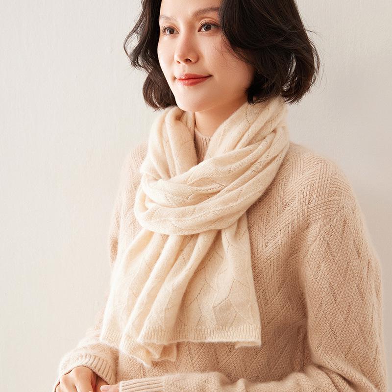 Women's Goat Cashmere Knit Scarf - Autumn/Winter Neck Warmer
