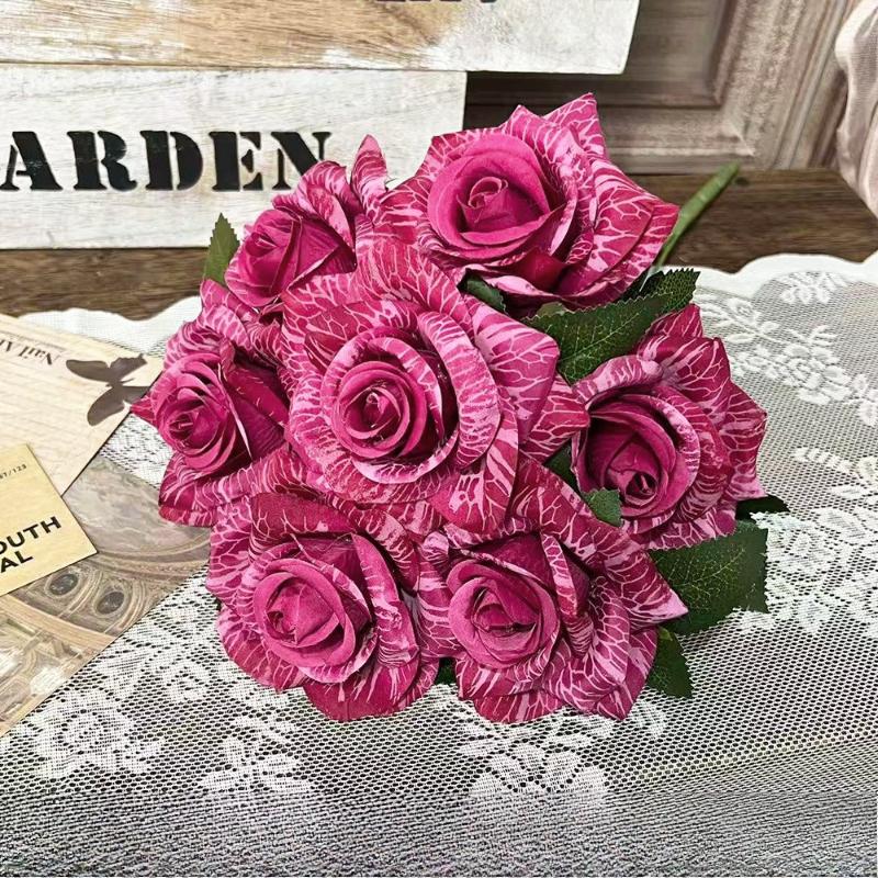 Künstliche Blumen 7-Köpfige Göttin Rosen Bündel Restaurant Dekoration Seiden-Fake-Blumen Simulation Grüne Rose Halle Dekorativ