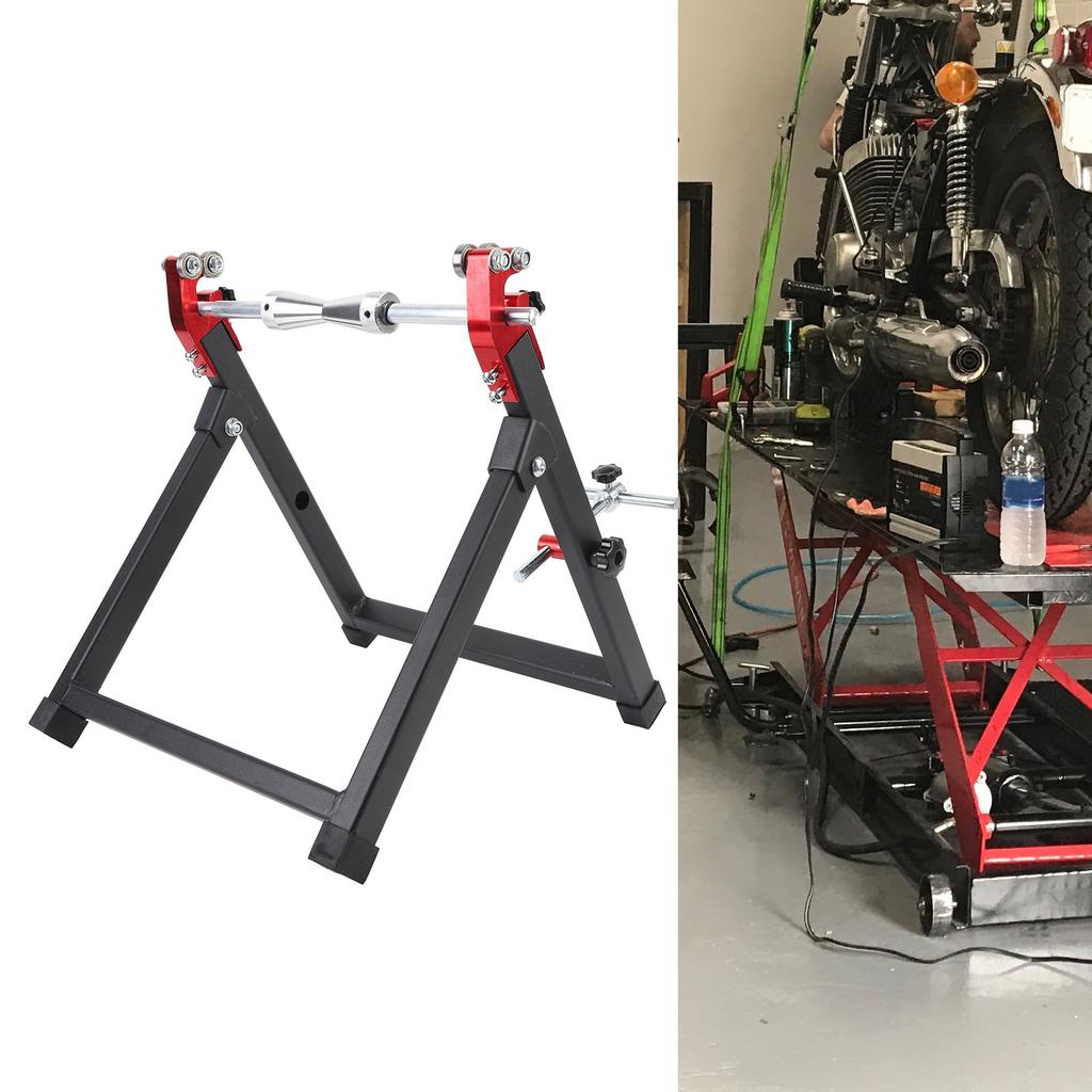 Motorcycle Wheel Balancer Stand Portable Bike Wheel Balancer Black Coated High Stability Foldable for Sport Dirt Bikes