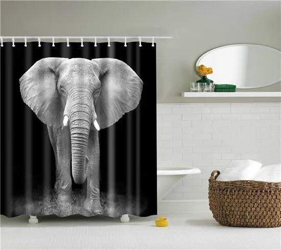 Elephant Octopus Owl Deer Horse Zebra Animals Printed Shower Curtains Bathroom Curtain With Hooks 180X180Cm