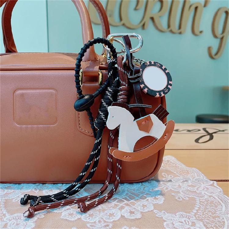 Stylish Leather Horse Pendant Keychain Braided Rope Bag Charm Keychain Bags Decoration For Phone And Bag Use