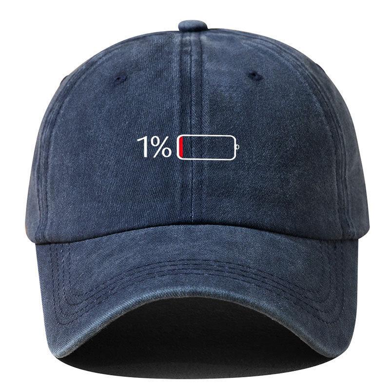 Vintage Washed Baseball Cap - Retro Electricity Shortage Print, Unisex Soft Top Hat for Men & Women, European & American Style