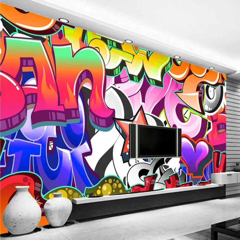 3d Colorful Graffiti Mural Wallpaper Ktv Bar Clubs Background Wall Papers Creative Home Decor Fresco