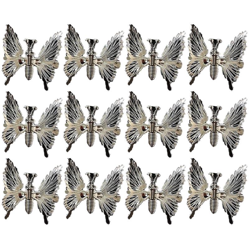 Metal Moving Butterfly Hair Clip Women Colored Rhinestones Duckbill Clip Sweet Hair Accessories